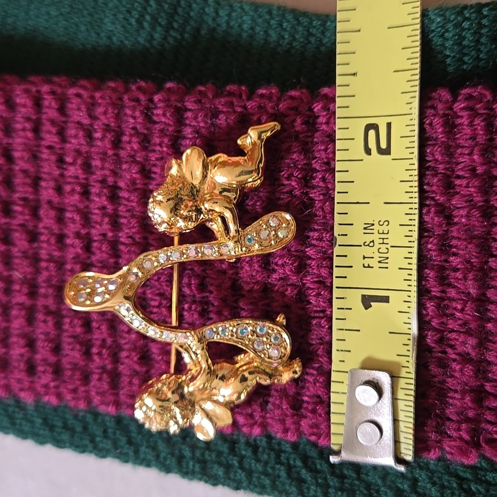 Kirk's Folly Cupid angels With Wishbone Gold Tone AB Rhinestone Brooch Pin